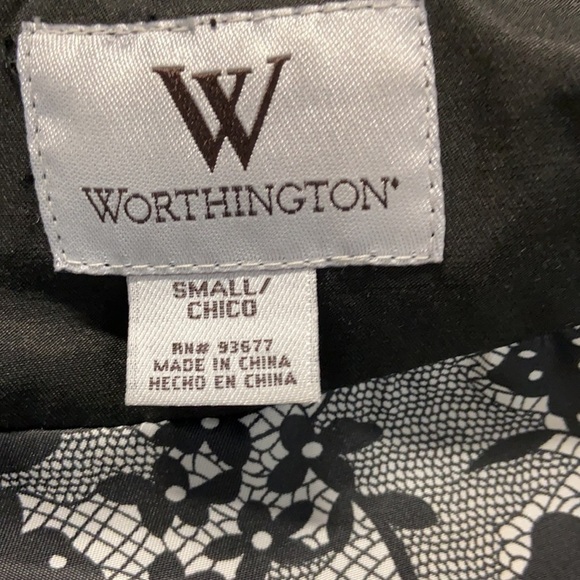 Worthington Black Button Down Water Resistant Floral Lined Spring Jacket - Picture 10 of 15